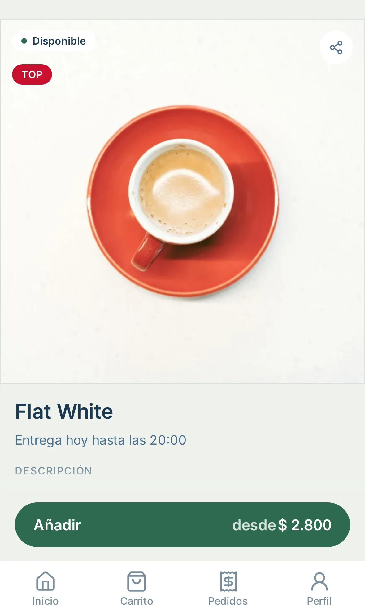 Cada producto con fotos, opciones y adicionales
