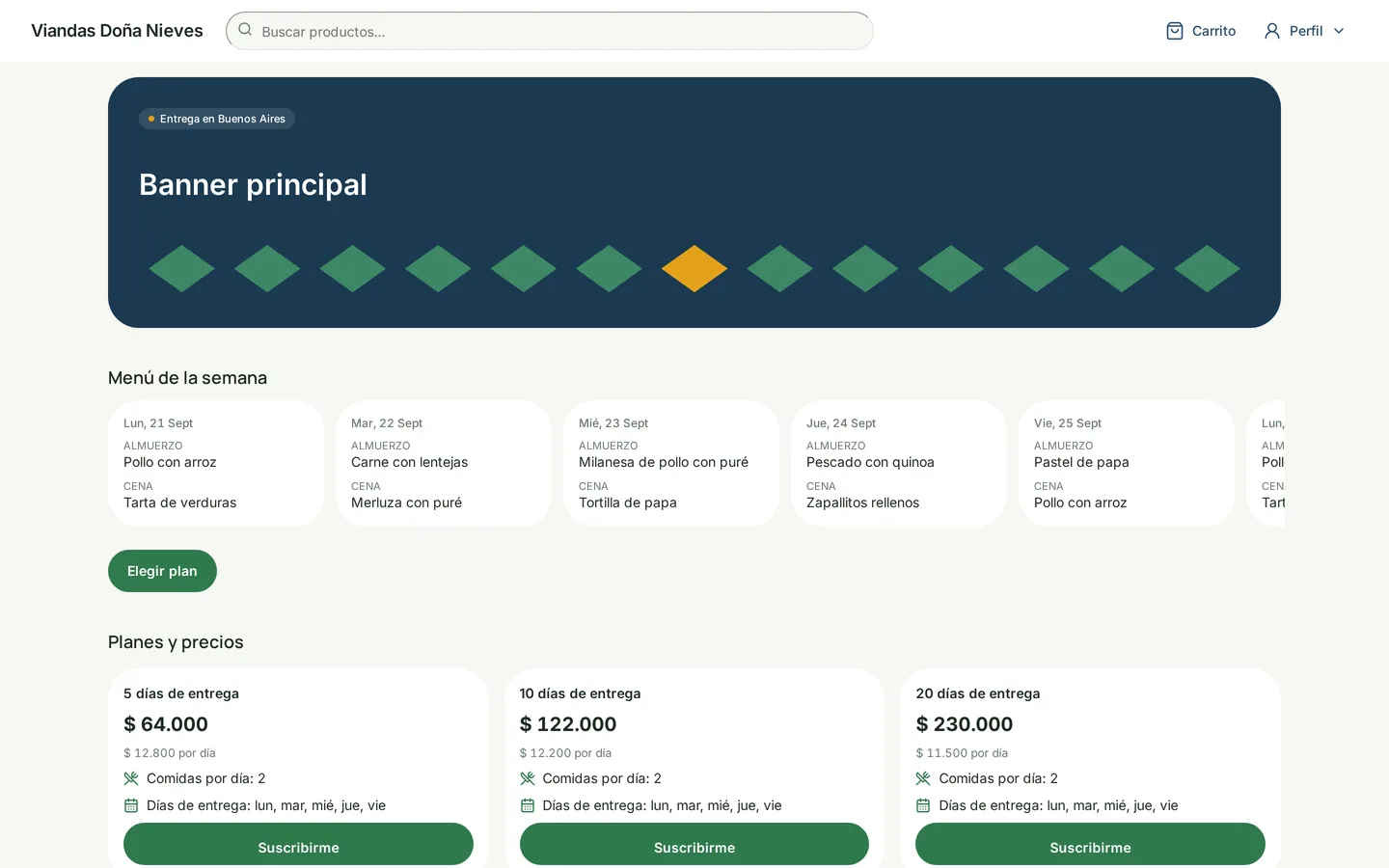 Sistema para viandas por suscripción: un pago, una semana de entregas